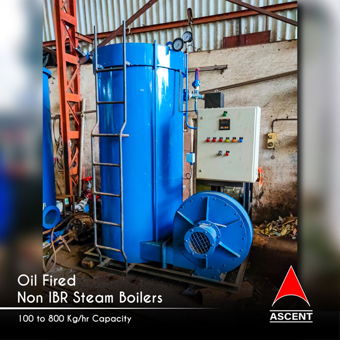 Oil Fired Steam Boiler 100 Kg Hr Capacity Non IBR Ascent Machineries